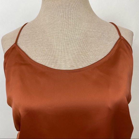 Good American The Ruched Satin Cami tank top satin in Copper size 2 (Medium) - Picture 7 of 8